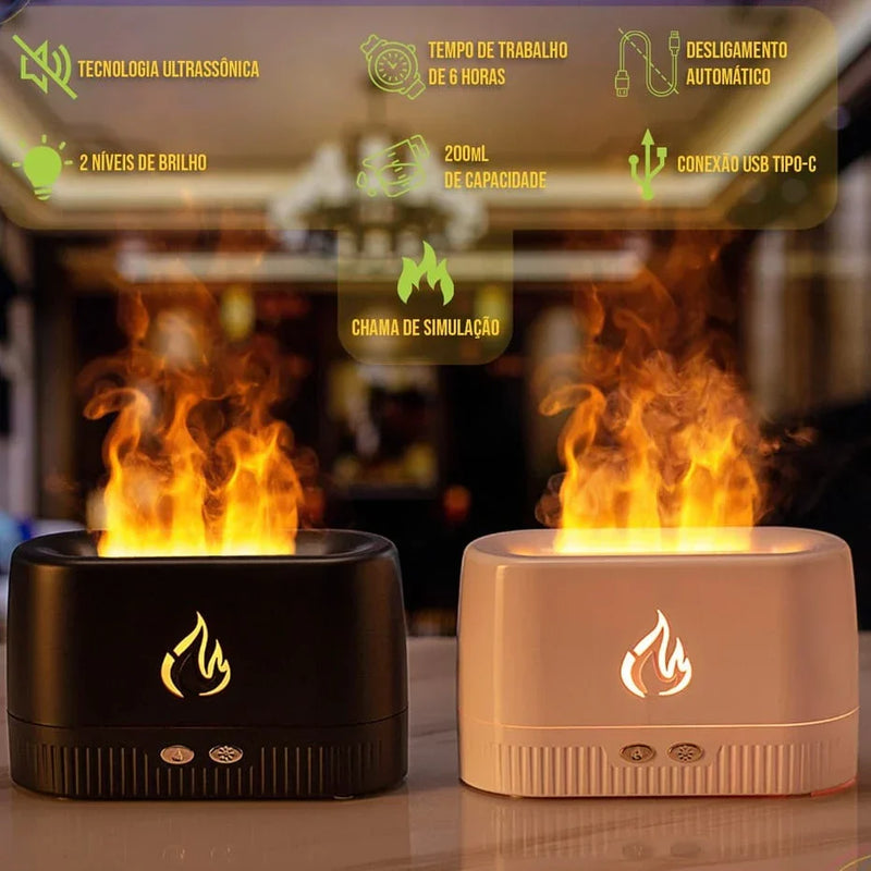 UmiFire - Difusor de Aromas Ultrassônico com Simulador de Chamas